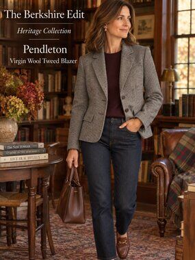 Vintage Pendleton Gray Flecked Tweed Blazer Pure Virgin Wool USA Womens XS S